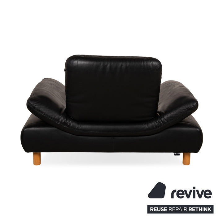 Koinor Rivoli ensemble de fauteuils en cuir noir fonction manuelle fauteuil tabouret