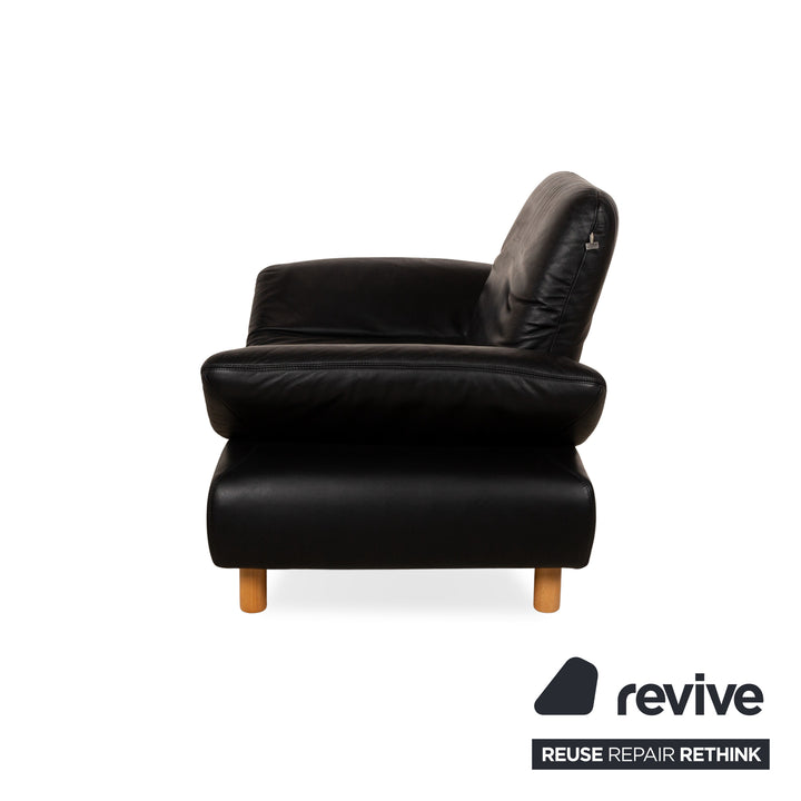 Koinor Rivoli ensemble de fauteuils en cuir noir fonction manuelle fauteuil tabouret