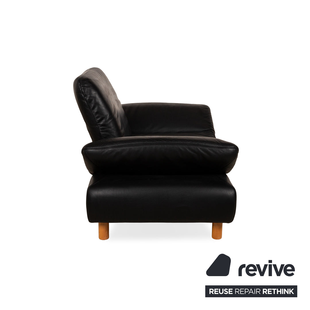 Koinor Rivoli ensemble de fauteuils en cuir noir fonction manuelle fauteuil tabouret