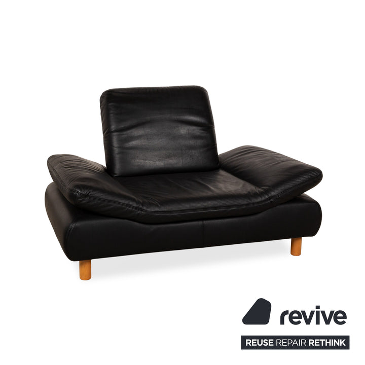 Koinor Rivoli ensemble de fauteuils en cuir noir fonction manuelle fauteuil tabouret