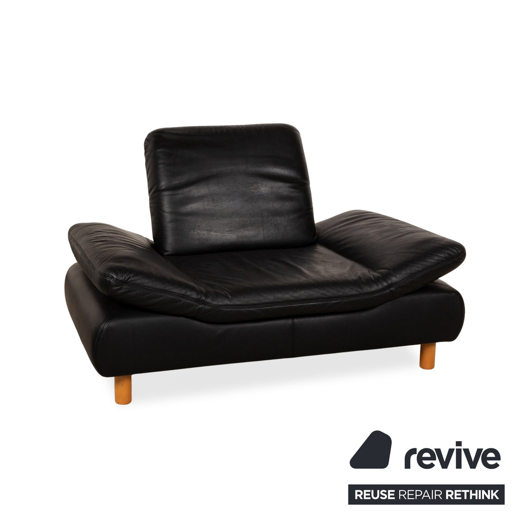 Koinor Rivoli Leather Armchair Set Black Manual Function Armchair Stool