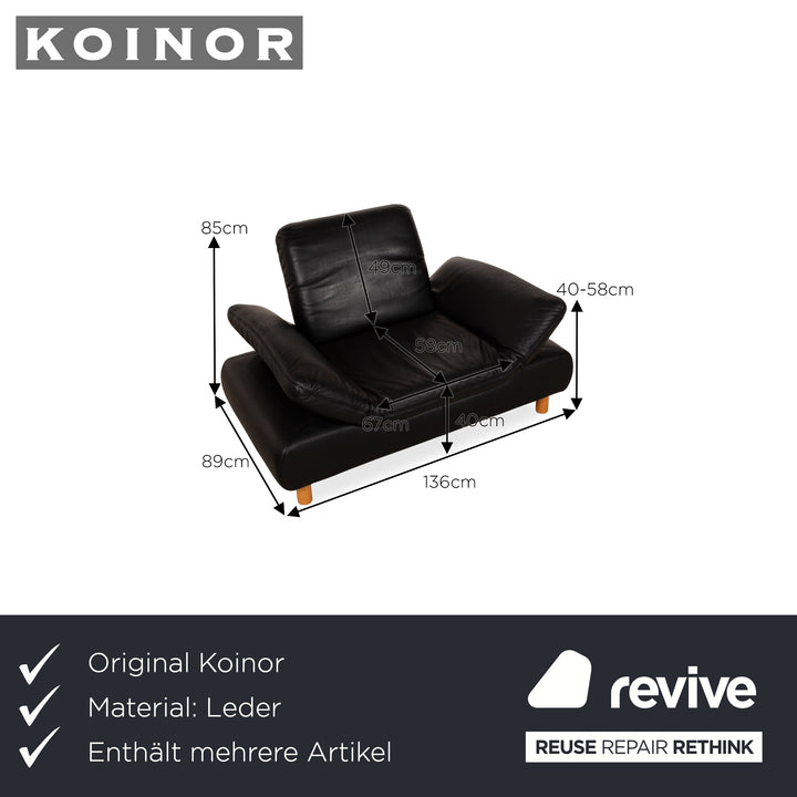 Koinor Rivoli Leather Armchair Set Black Manual Function Armchair Stool