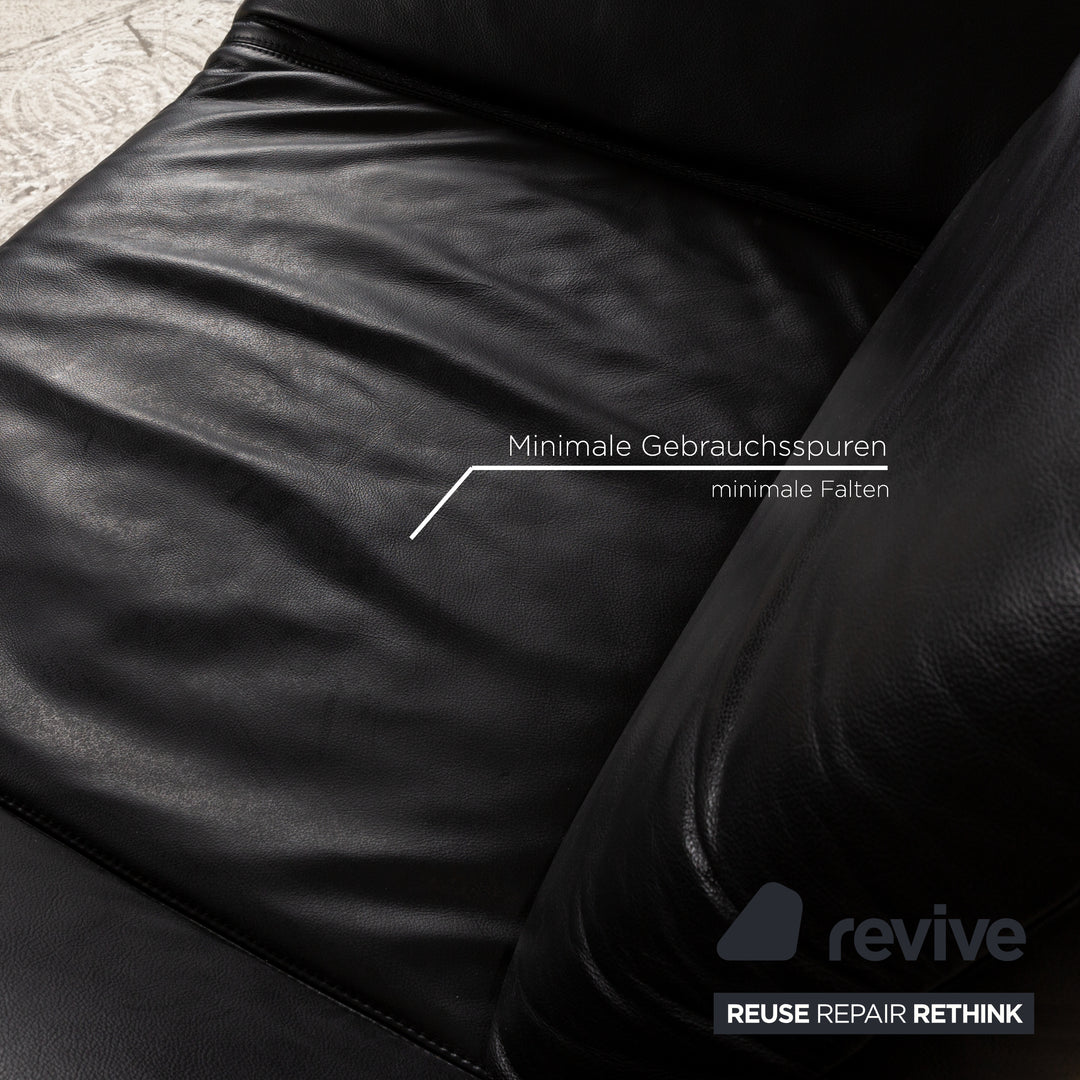 Koinor Rivoli Leather Armchair Set Black Manual Function Armchair Stool