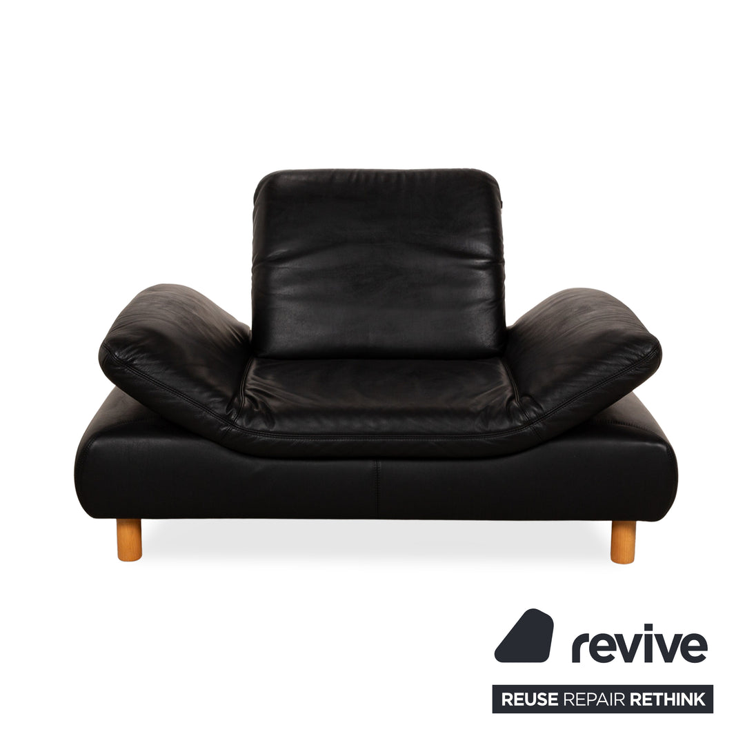 Koinor Rivoli ensemble de fauteuils en cuir noir fonction manuelle fauteuil tabouret