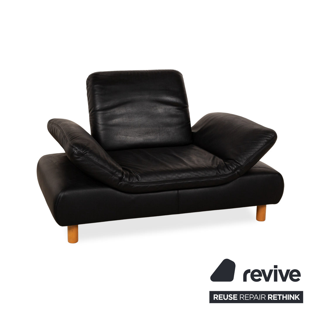 Koinor Rivoli ensemble de fauteuils en cuir noir fonction manuelle fauteuil tabouret