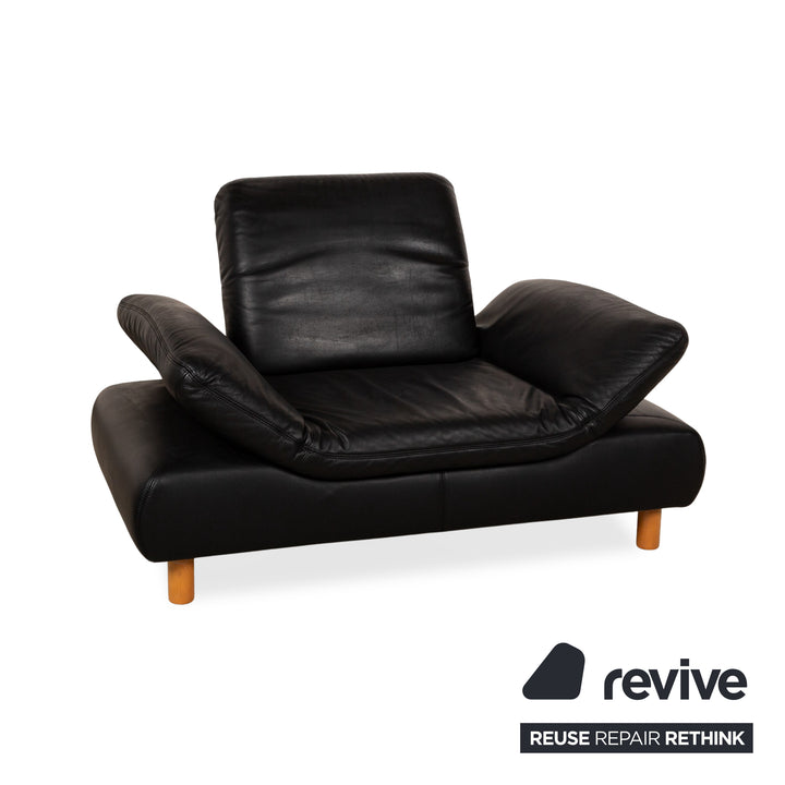 Koinor Rivoli Leather Armchair Set Black Manual Function Armchair Stool
