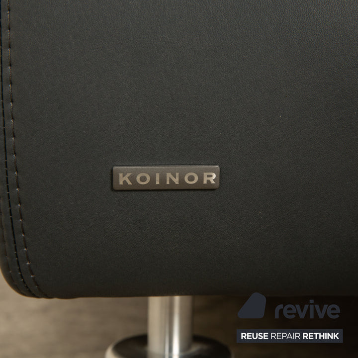 Koinor Rivoli Leder Sofa Garnitur Blau Grau Zweisitzer Hocker manuelle Funktion