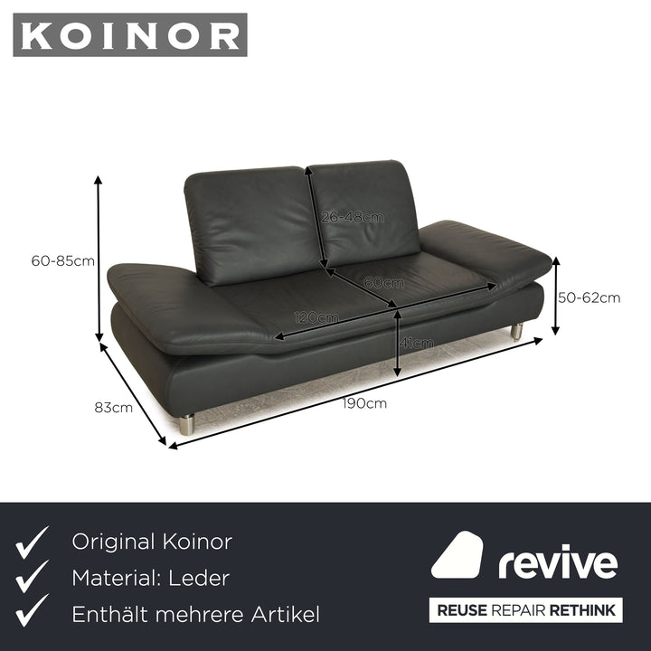 Koinor Rivoli Leder Sofa Garnitur Blau Grau Zweisitzer Hocker manuelle Funktion