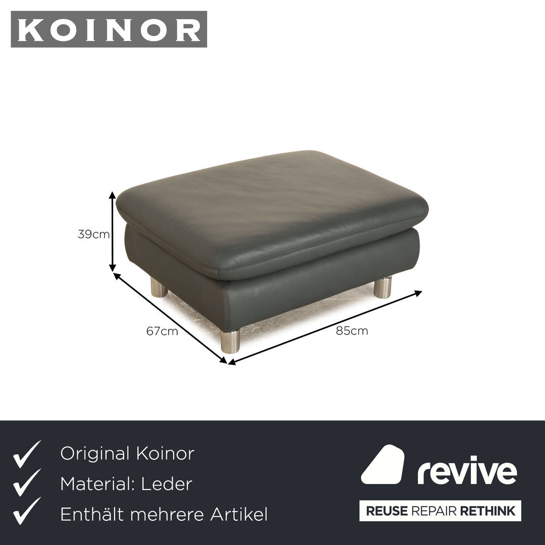 Koinor Rivoli Leder Sofa Garnitur Blau Grau Zweisitzer Hocker manuelle Funktion