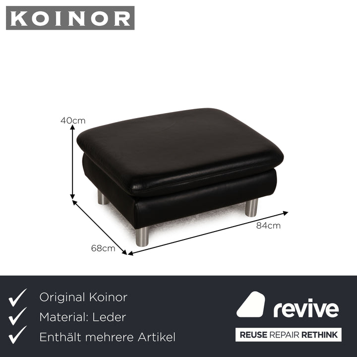 Koinor Rivoli Leder Sofa Garnitur Schwarz Zweisitzer Hocker Sofa Couch Funktion