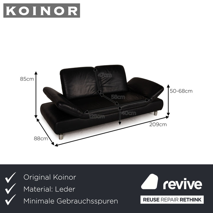 Koinor Rivoli Leder Sofa Schwarz Zweisitzer Couch Funktion