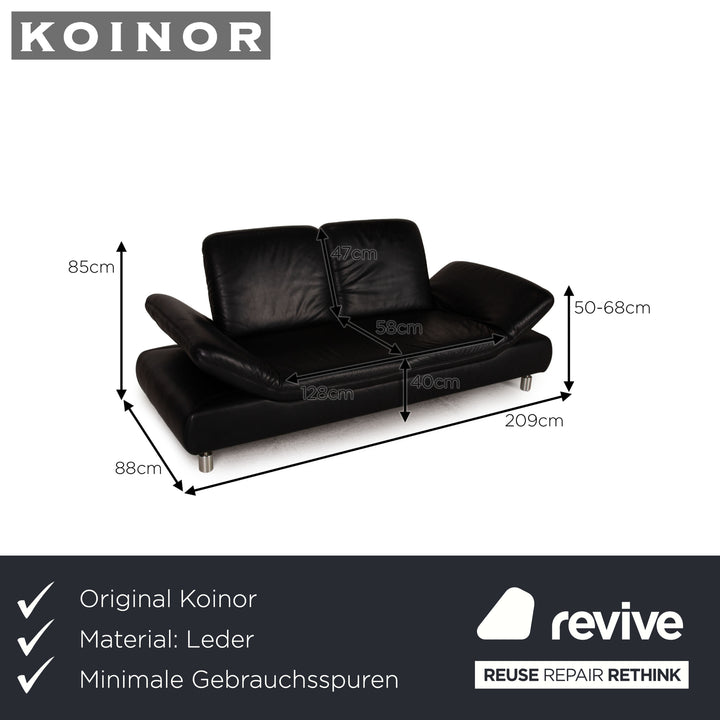 Koinor Rivoli Canapé en cuir noir Fonction canapé deux places