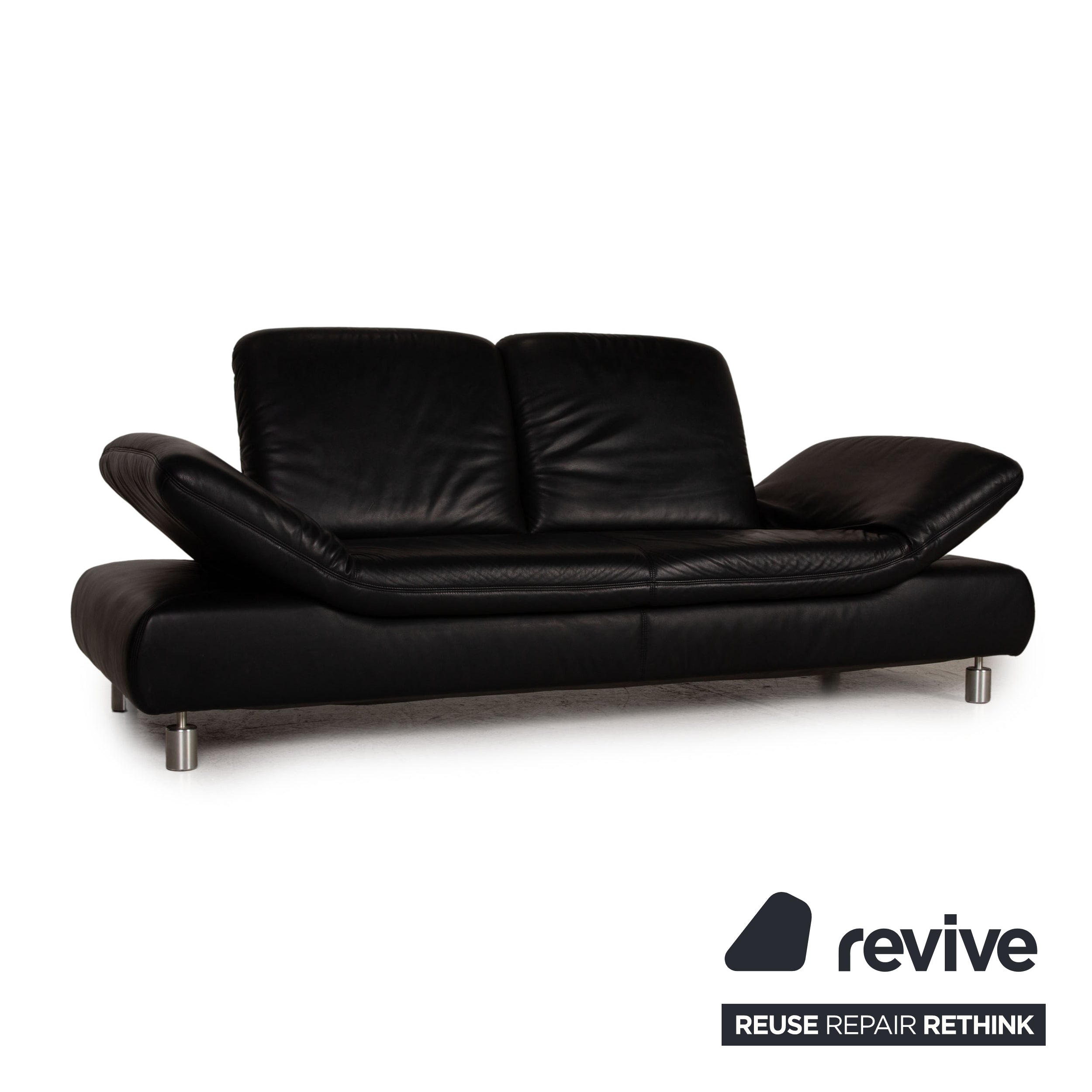 Koinor Rivoli Leather Sofa Black Two seater couch feature