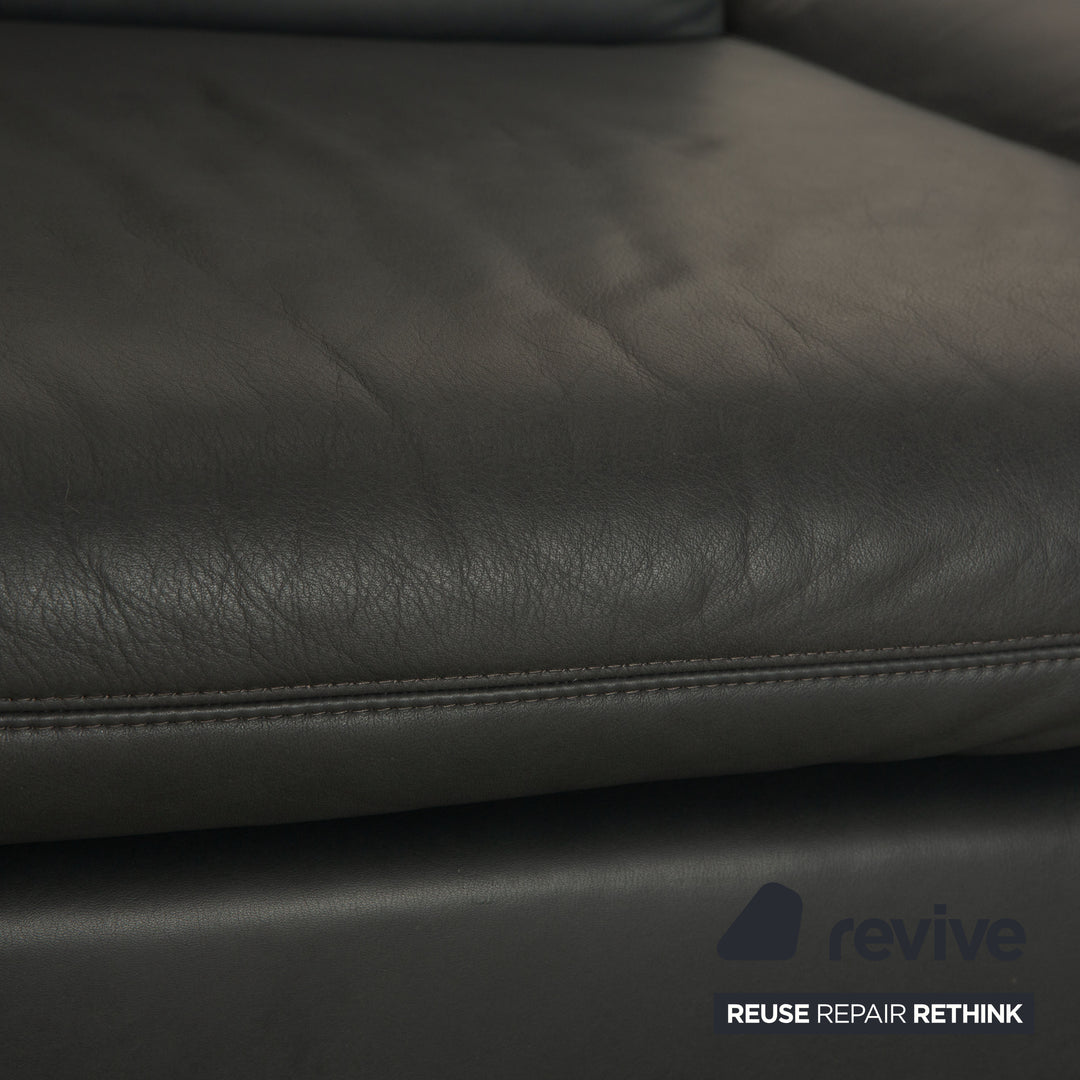 Koinor Rivoli Leder Zweisitzer Blau Grau manuelle Funktion Sofa Couch