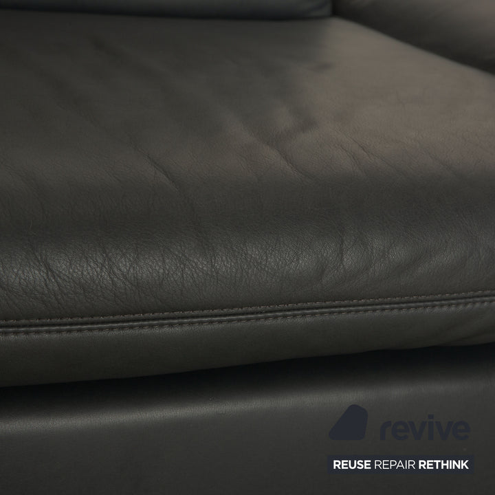 Koinor Rivoli Leder Zweisitzer Blau Grau manuelle Funktion Sofa Couch