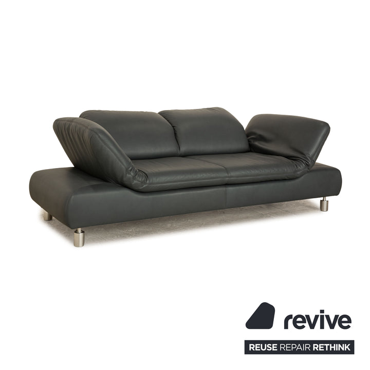 Koinor Rivoli Leder Zweisitzer Blau Grau manuelle Funktion Sofa Couch