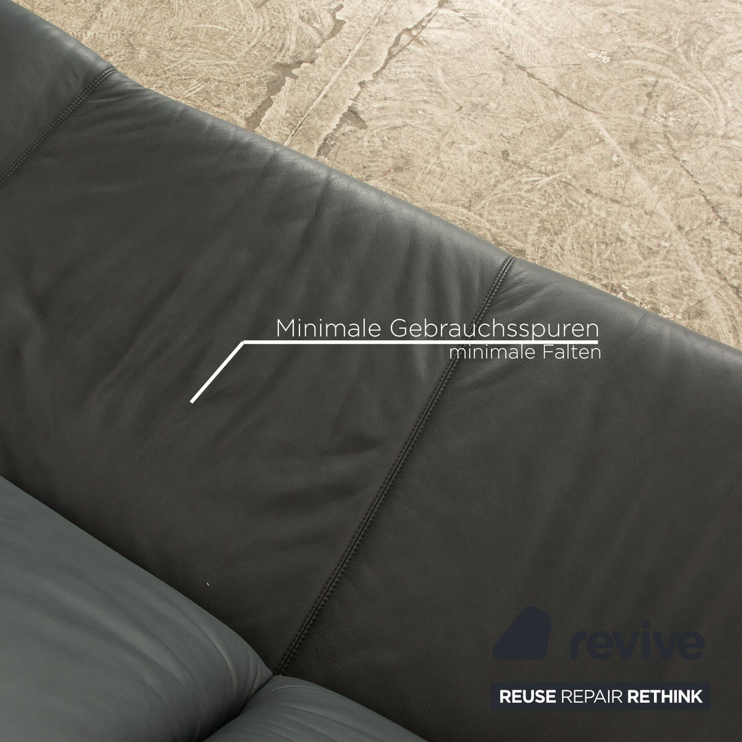Koinor Rivoli Leder Zweisitzer Blau Grau manuelle Funktion Sofa Couch