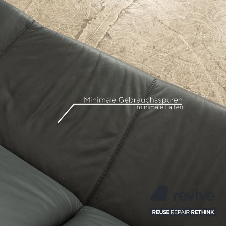 Koinor Rivoli Leder Zweisitzer Blau Grau manuelle Funktion Sofa Couch