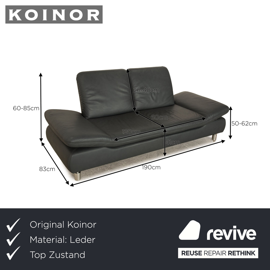 Koinor Rivoli Leder Zweisitzer Blau Grau manuelle Funktion Sofa Couch