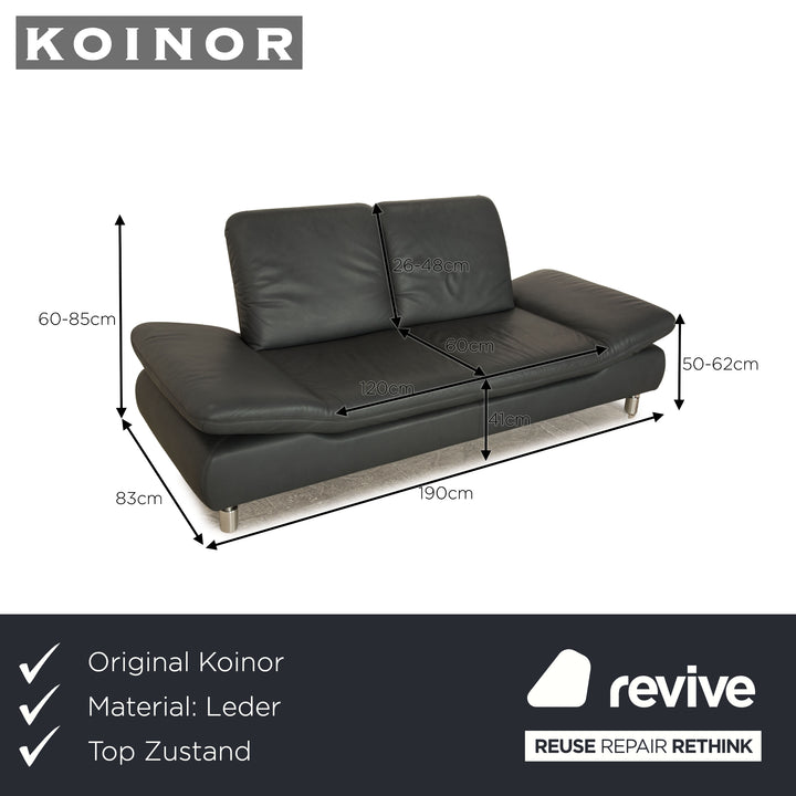Koinor Rivoli Leder Zweisitzer Blau Grau manuelle Funktion Sofa Couch