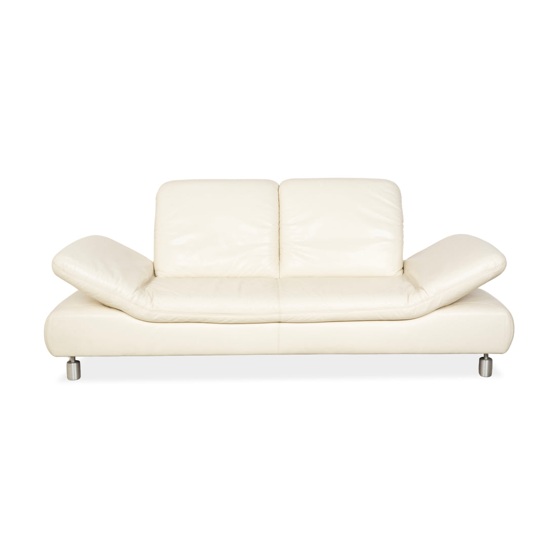 Koinor Rivoli Leather Two Seater Cream Manual Function Sofa Couch