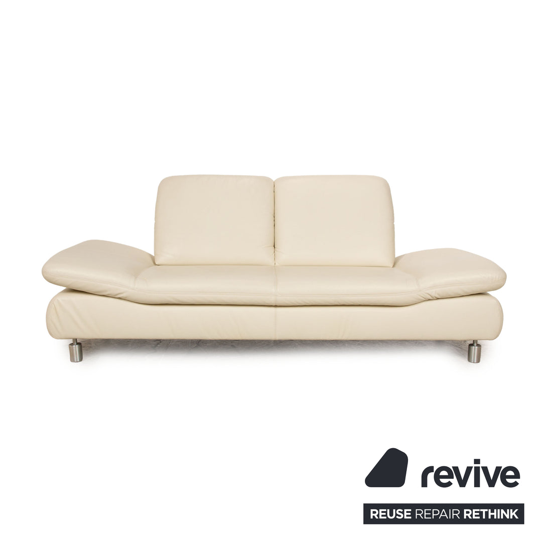 Koinor Rivoli Leather Two Seater Cream Manual Function Sofa Couch