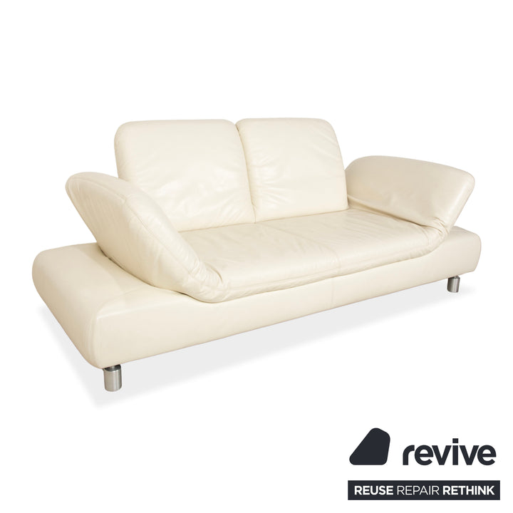 Koinor Rivoli Leather Two Seater Cream Manual Function Sofa Couch