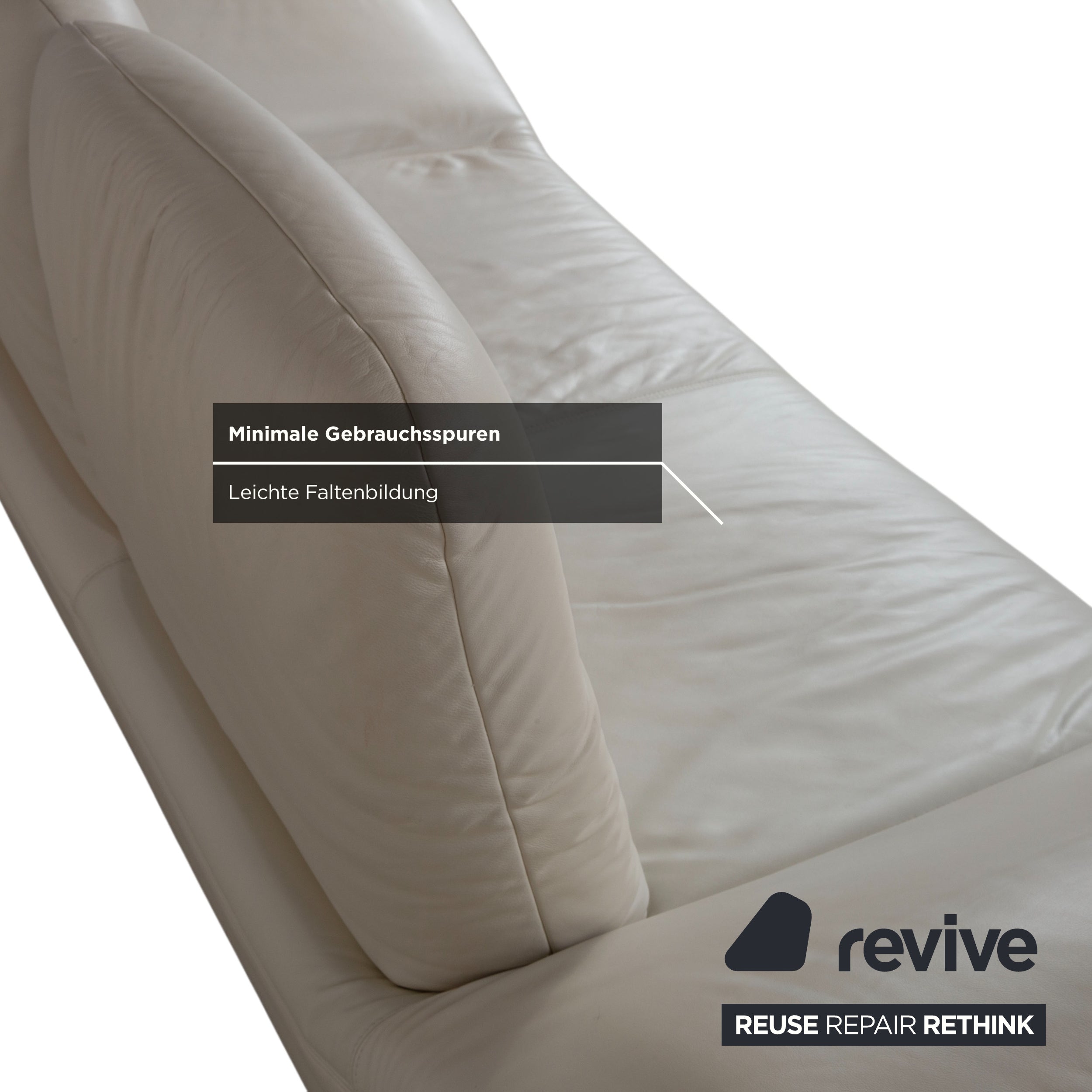 Koinor Rivoli Leder Zweisitzer Creme Weiß Grau Greige manuelle Funktion Sofa Couch