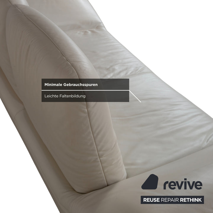 Koinor Rivoli Leather Two-Seater Cream White Grey Greige Manual Function Sofa Couch