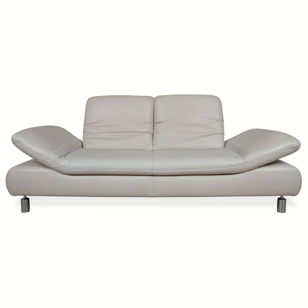 Koinor Rivoli Leather Two-Seater Cream White Grey Greige Manual Function Sofa Couch