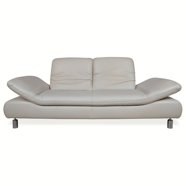 Koinor Rivoli Leather Two-Seater Cream White Grey Greige Manual Function Sofa Couch
