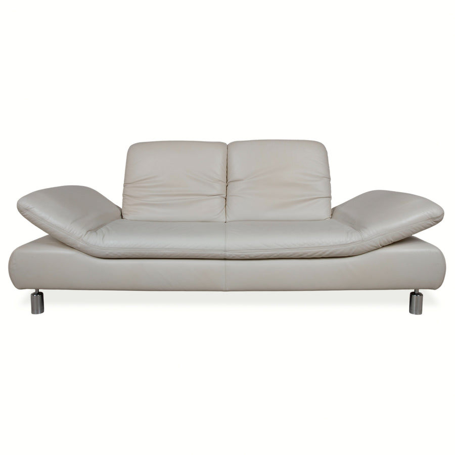 Koinor Rivoli Leather Two-Seater Cream White Grey Greige Manual Function Sofa Couch
