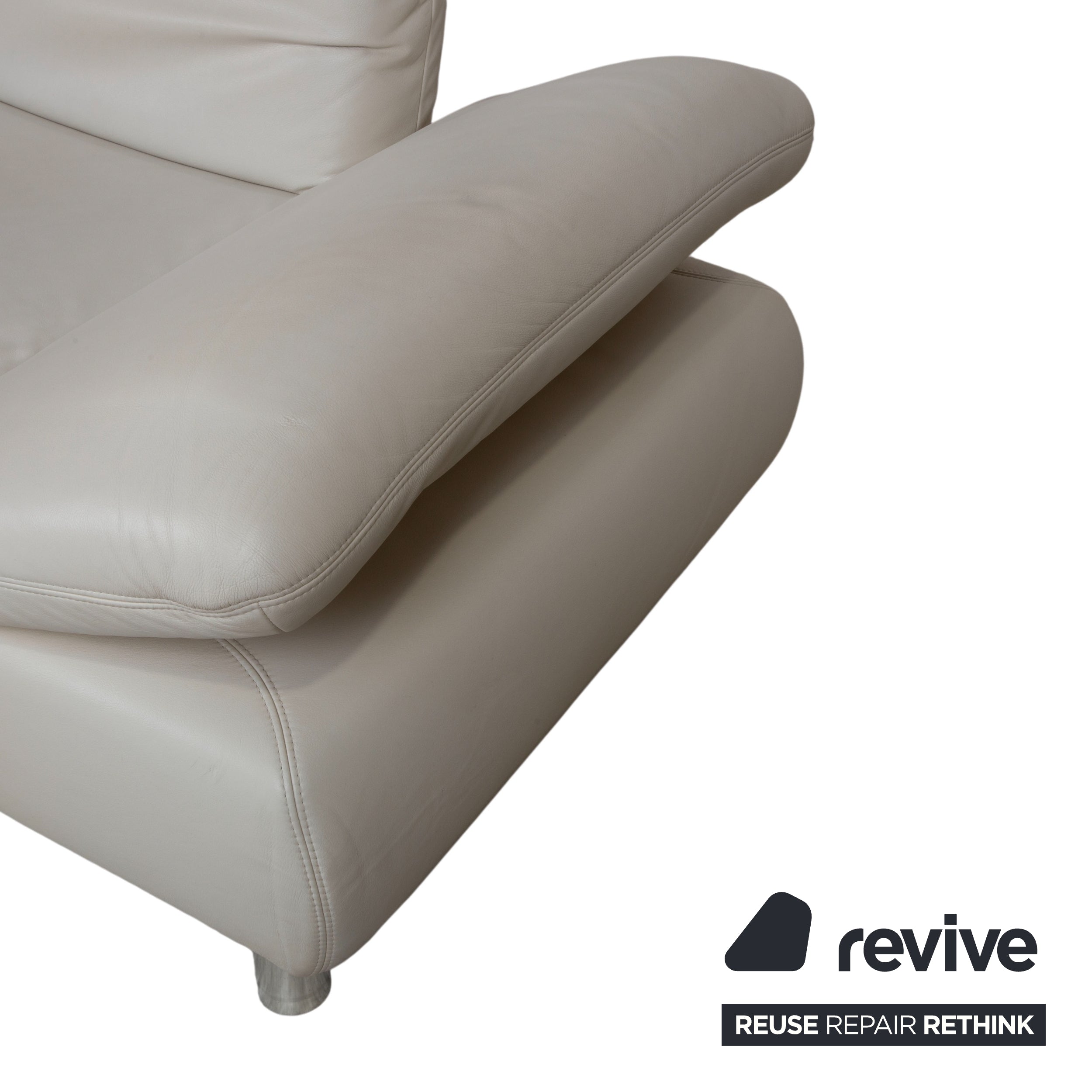Koinor Rivoli Leder Zweisitzer Creme Weiß Grau Greige manuelle Funktion Sofa Couch