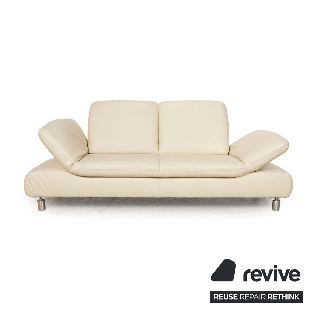 Koinor Rivoli Leather Two Seater Cream Manual Function Sofa Couch