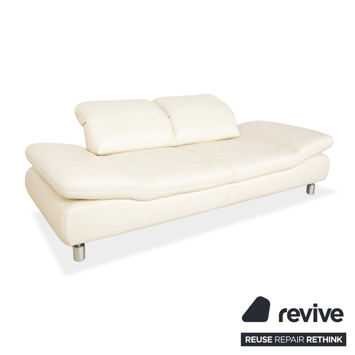 Koinor Rivoli Leather Two Seater Cream Manual Function Sofa Couch
