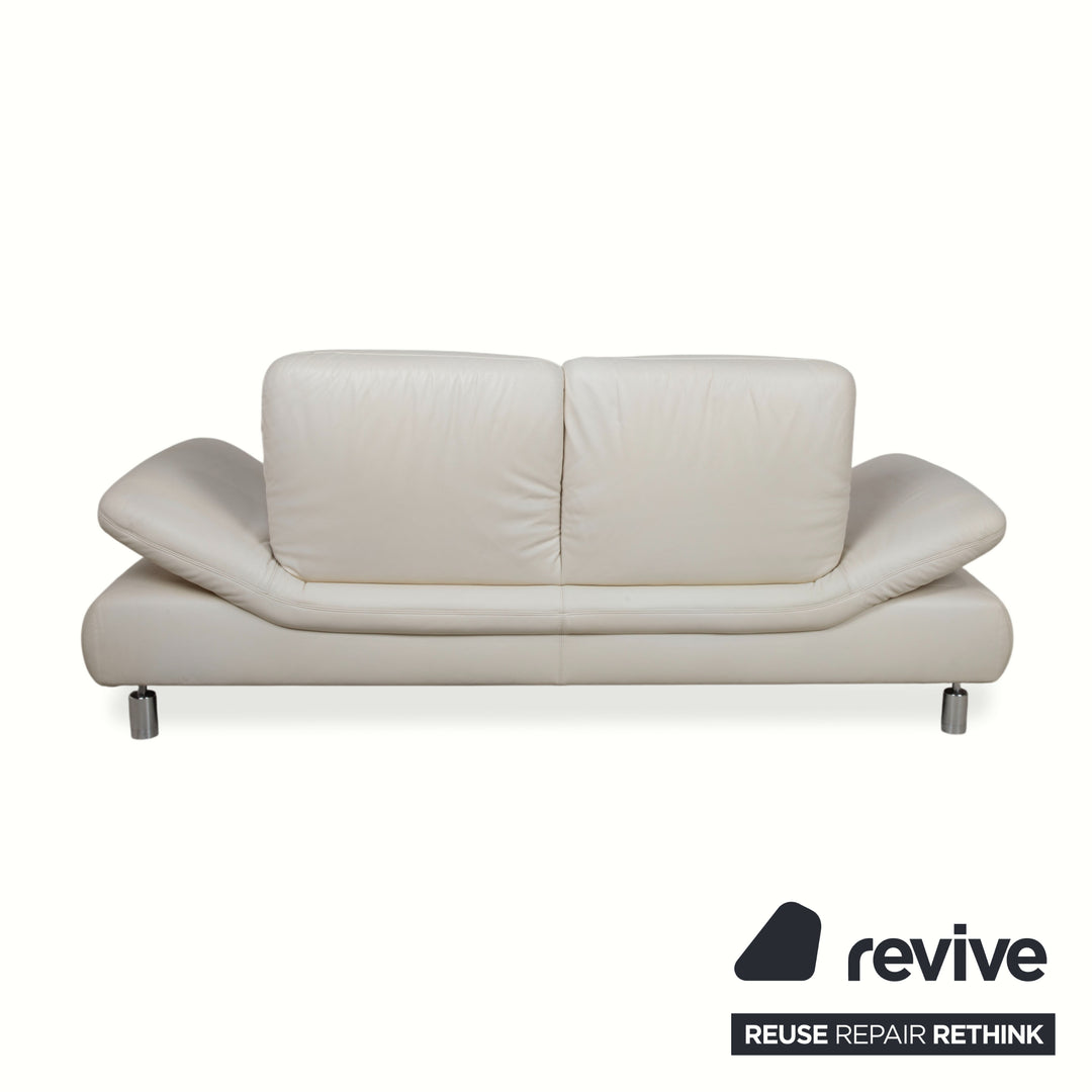 Koinor Rivoli Leather Two-Seater Cream White Grey Greige Manual Function Sofa Couch