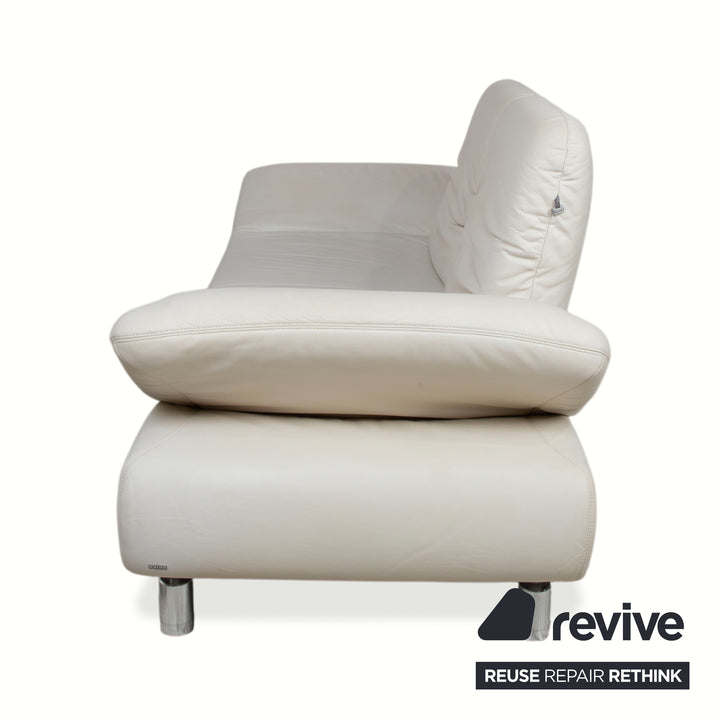 Koinor Rivoli Leather Two-Seater Cream White Grey Greige Manual Function Sofa Couch