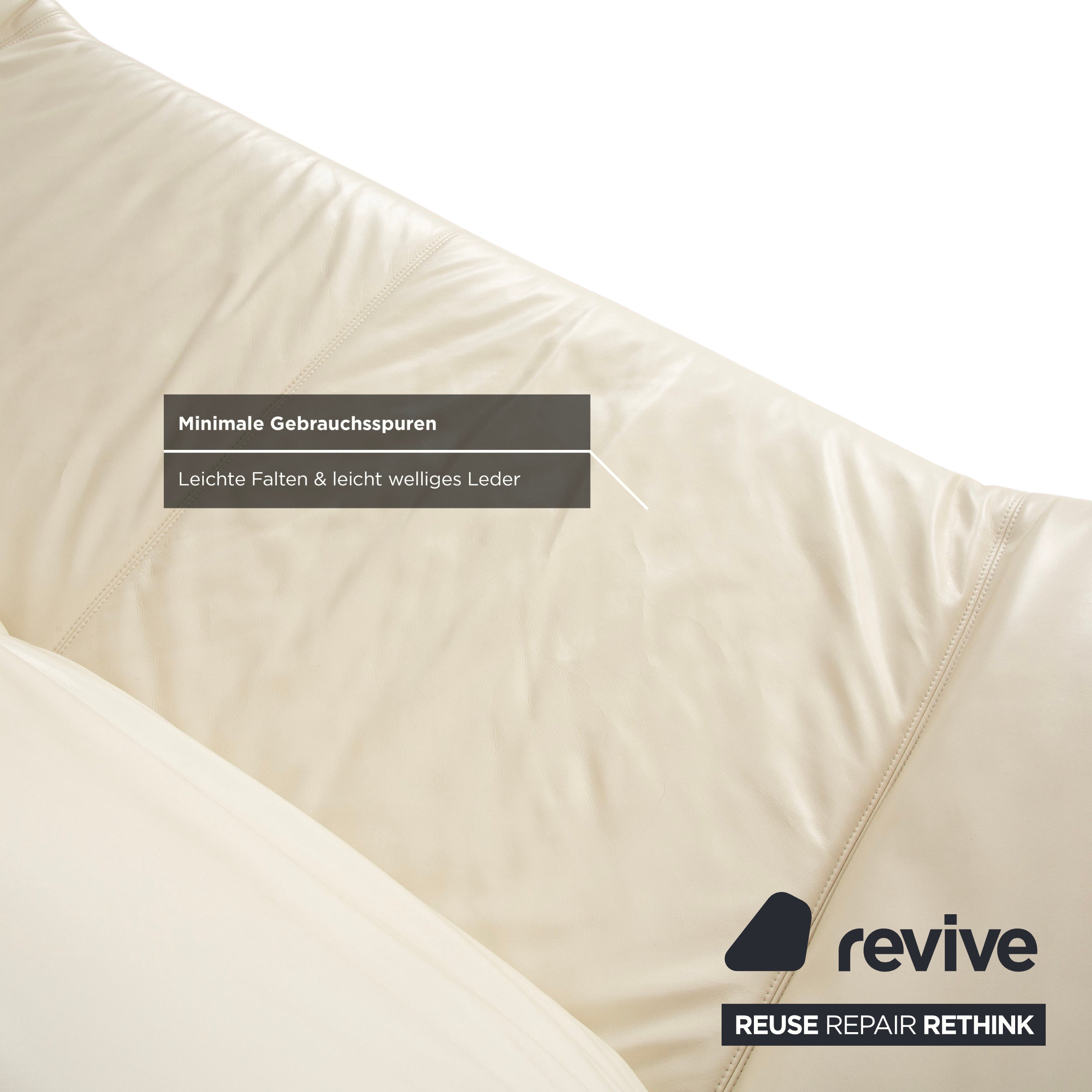 Koinor Rivoli Canapé deux places en cuir crème à fonction manuelle