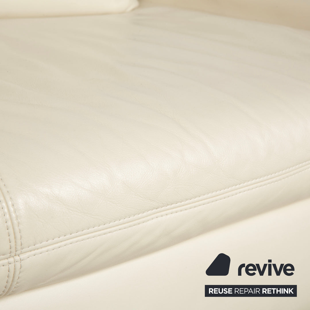 Koinor Rivoli Leather Two Seater Cream Manual Function Sofa Couch
