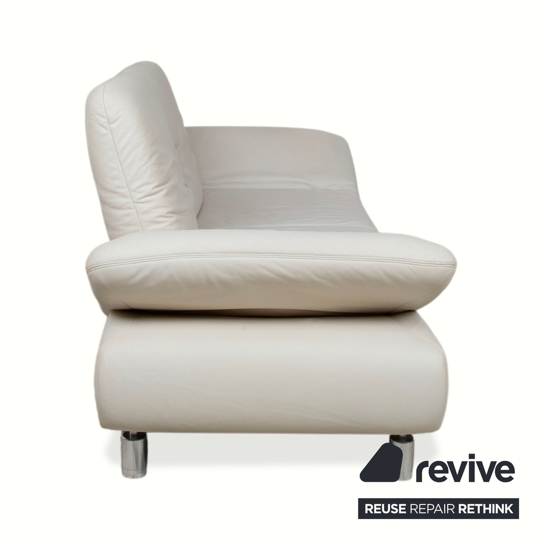 Koinor Rivoli Leather Two-Seater Cream White Grey Greige Manual Function Sofa Couch