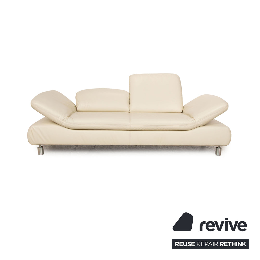 Koinor Rivoli Leather Two Seater Cream Manual Function Sofa Couch