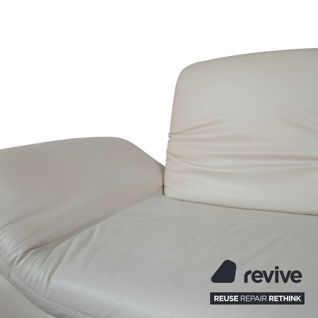 Koinor Rivoli Leather Two-Seater Cream White Grey Greige Manual Function Sofa Couch