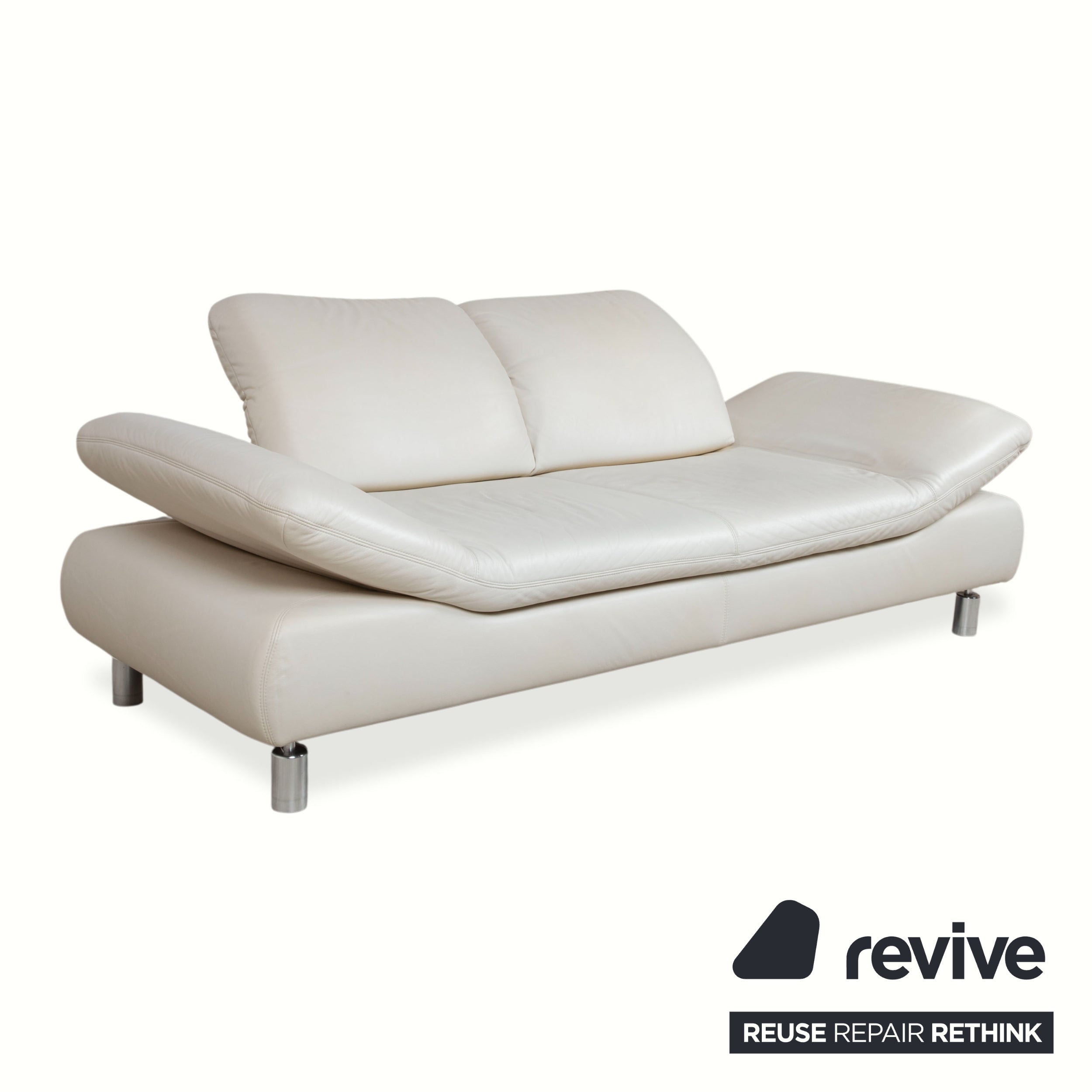 Koinor Rivoli Leder Zweisitzer Creme Weiß Grau Greige manuelle Funktion Sofa Couch