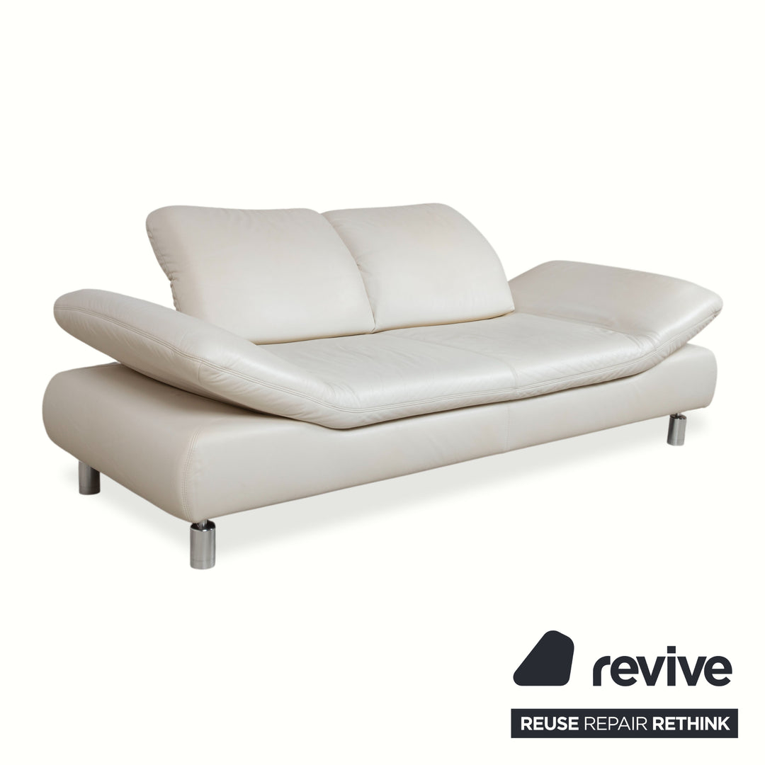 Koinor Rivoli Leather Two-Seater Cream White Grey Greige Manual Function Sofa Couch