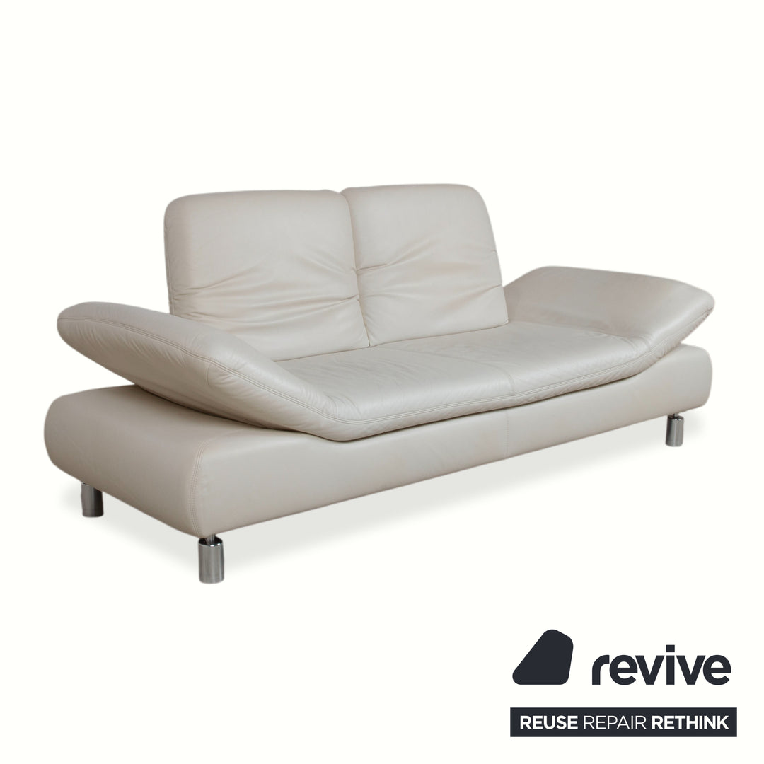 Koinor Rivoli Leather Two-Seater Cream White Grey Greige Manual Function Sofa Couch