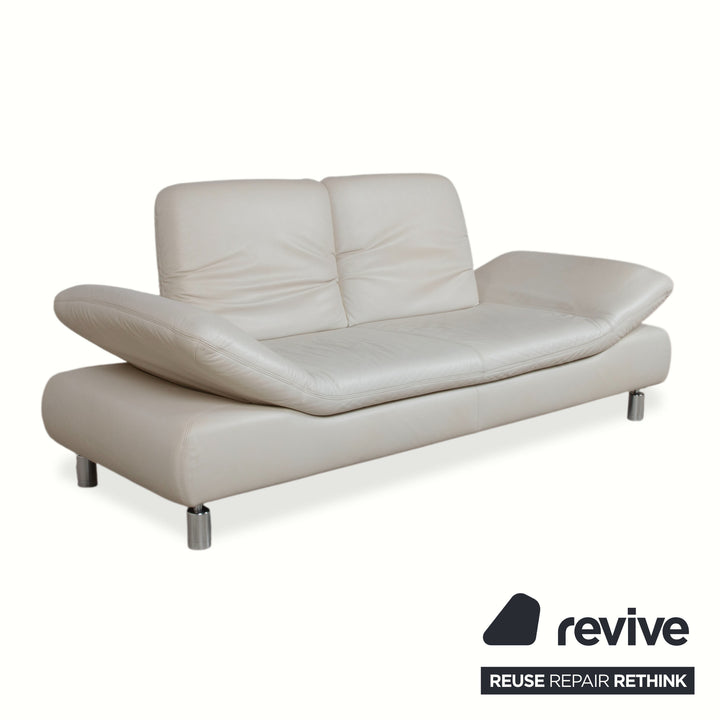 Koinor Rivoli Leather Two-Seater Cream White Grey Greige Manual Function Sofa Couch