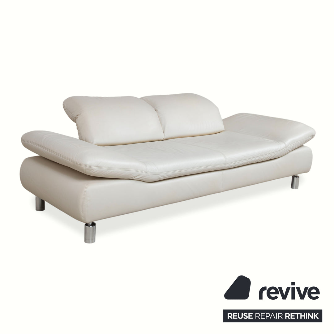 Koinor Rivoli Leather Two-Seater Cream White Grey Greige Manual Function Sofa Couch