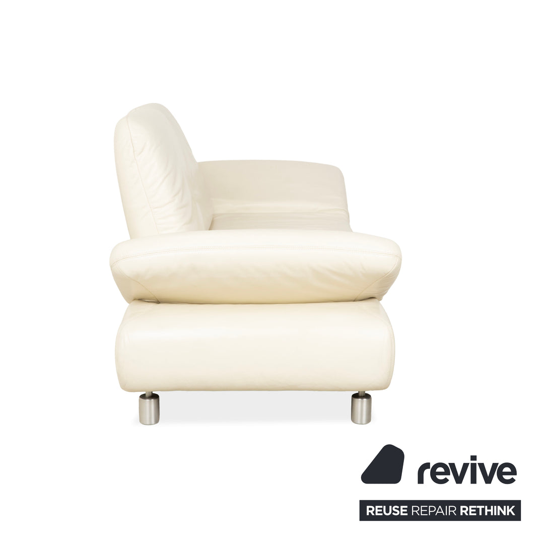 Koinor Rivoli Leather Two Seater Cream Manual Function Sofa Couch