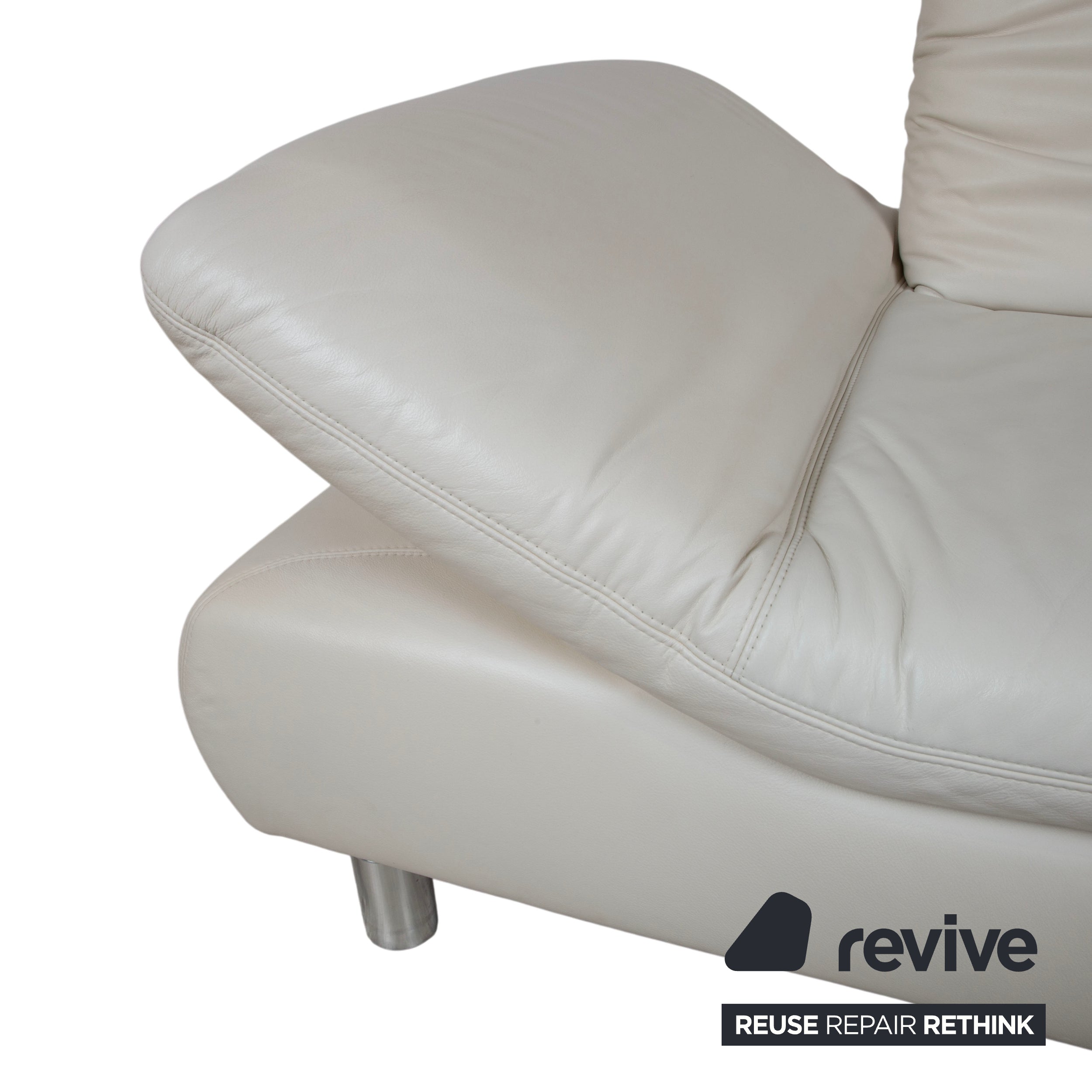 Koinor Rivoli Leder Zweisitzer Creme Weiß Grau Greige manuelle Funktion Sofa Couch