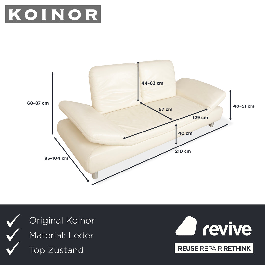 Koinor Rivoli Leather Two Seater Cream Manual Function Sofa Couch